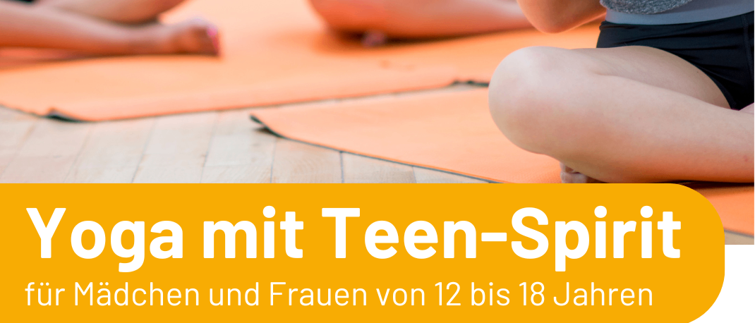 Ein Poster, das Yoga-Kurse für Mädchen und Frauen von 12 bis 18 Jahren ankündigt, beginnend ab dem 22. September 2026, jeden Dienstag mit Christine von 17:15 bis 18:15 Uhr im EKiZ Gleisdorf, Haus des Kindes, 2. Stock.