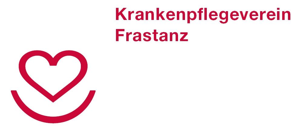 Ein rotes Herz und lächelndes Gesicht auf weißem Hintergrund mit den Worten 'Krankenpflegeverein Frastanz' darüber.