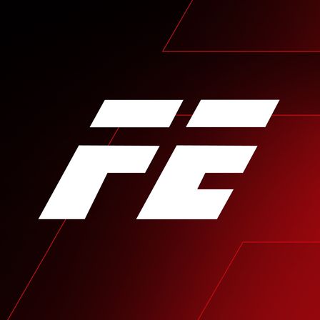 Das Bild zeigt ein Logo für eine Marke oder ein Unternehmen mit weißen Buchstaben 'FF' auf dunkelrotem Hintergrund. Die Buchstaben sind in einer modernen Schriftart mit scharfen Kanten gestylt.
