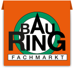 Bauring Fachmarkt Logo mit dem Wort Bauring in einem Kreis, darunter steht Fachmarkt geschrieben.