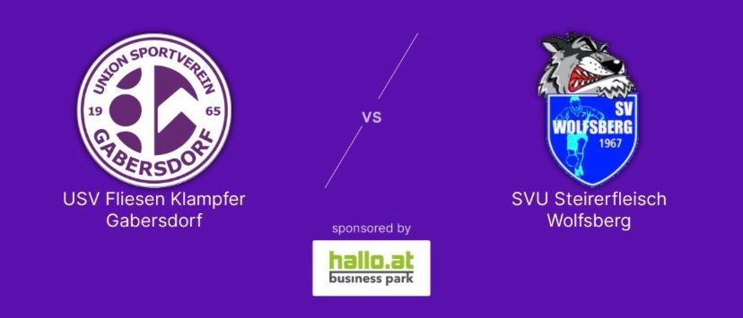 Ein Fußballspiel zwischen USV Fliesen Klampfer Gabersdorf und SVU Steyrerfleisch Wolfsberg ist für Samstag, 7. März 2026, um 13:30 Uhr in der Holzbau Lappi Arena angesetzt.
