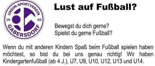 Ein Bild mit Fußballthema, das gezeichnete Spieler zeigt, lädt Kinder ein, sich einem Fußballteam anzuschließen. Es enthält Altersklassen vom Kindergarten bis U14.