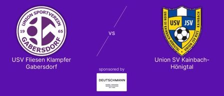 A soccer match between USV Fliesen Klampfer Gabersdorf and Union SV Kainbach-Honigtal is scheduled for Friday, April 17, 2026, at 19:00 at Holzbau Lapp Arena Gabersdorf. The match is sponsored by Deutschland.