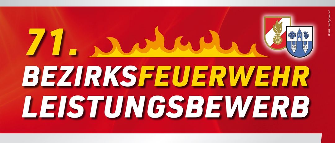 Ein Plakat für die 71. Bezirksfeuerwehrleistungsbewerb am 30. Mai 2026 im Osliper Sportplatz. Veranstaltungen umfassen einen Feuerwehrjugend-Leistungsbewerb, Eröffnung der aktiven Wehren und ein Zeltfest.