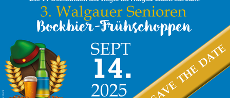 Plakat für die Walgau Senioren Weinlese. Vier Gemeinden in der Region Walgau veranstalten am 14. September 2025 eine Weinlese für Senioren.