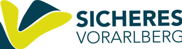 The image features the logo for 'Sicheres Vorarlberg', a brand or initiative in Vorarlberg, Austria, highlighted in yellow and blue.