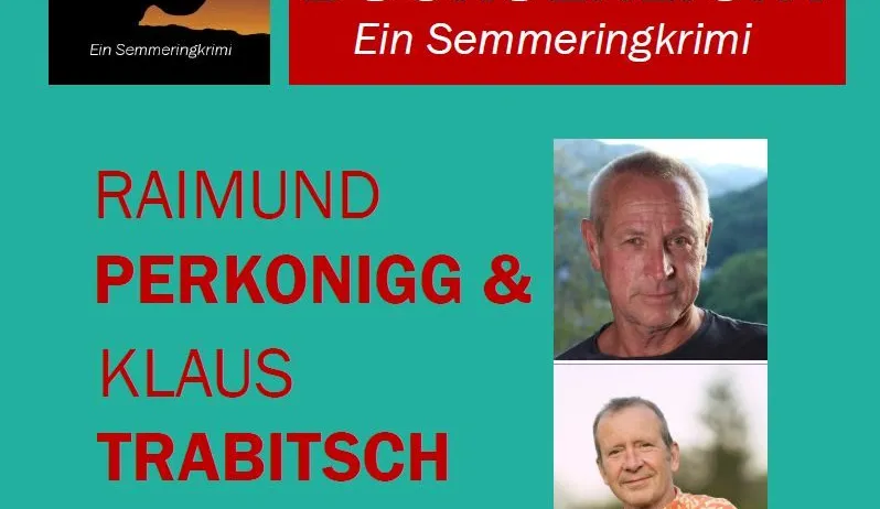 Ein Plakat für eine Buchpräsentation mit Raimund Perkonig und Klaus Trabitsch. Das Plakat zeigt ein Buchcover, eine Silhouette eines Stiers und den Titel 'Kein Buchsenlicht'. Die Veranstaltung ist für den 11. November 2026 um 19:00 Uhr in Prigglitz geplant.