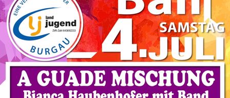 Ein Nachtball-Event am 4. Juli im Schloss Burgau. Bianca Haubenhofer mit Band. Beginn: 20.00 Uhr. Kleiderordnung: Abendkleidung oder Tracht erforderlich.