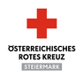 Ein rotes Kreuz-Symbol mit dem Text 'Österreichisches Rotes Kreuz', 'Steiermark' und 'Aus Liebe zum Menschen.' Unten ist ein Logo des Österreichischen Roten Kreuzes.
