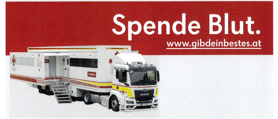 Bild enthält, Truck, Vehicle, Advertisement, Logo, Poster, Symbol, First Aid, Red Cross, Machine, Wheel