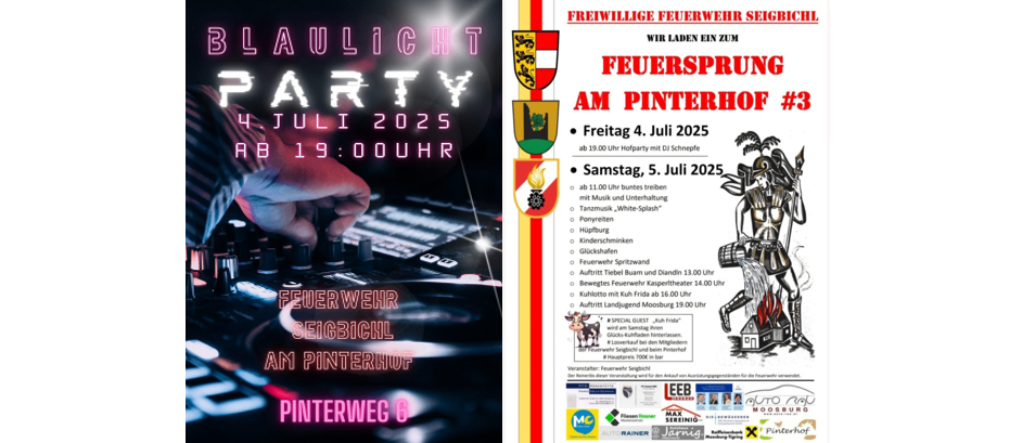 Ein Plakat für eine Party am 4. Juli 2025 ab 19:00 Uhr mit Musik, Feuerwerk und Aktivitäten am Pinterweg 8.
