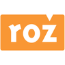 Orange rectangle with the word 'roz' written in white font inside. The word is stylized with a curved 'r' and 'z' with a descender.