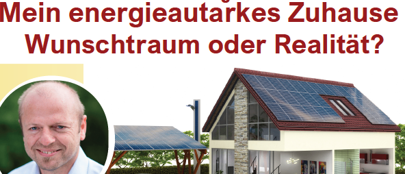 Plakat mit einem Mann, einem Haus und Solarmodulen. Veranstaltung am 11. Februar 2026 im Zehnerhaus, Bad Radkersburg. Referent Karl Puchas, Lokale Energie Agentur. Thema: Selbstversorgung.