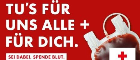 Plakat für eine Blutspendeveranstaltung am 4. September 2026 von 15:30 bis 20:00 Uhr im Feuerwehrhaus Rennweg 84. Es zeigt einen Blutbeutel und das Logo des Österreichischen Roten Kreuzes. Der Text ist in Deutsch.
