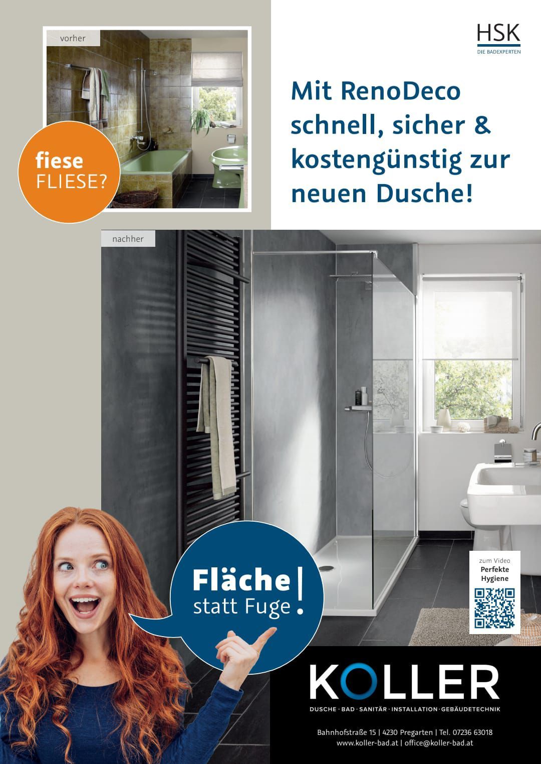 Bild enthält, Advertisement, Poster, Adult, Female, Person, Woman, Indoors, Sink, QR Code, Face