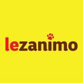 Auf einem gelben Hintergrund steht das Wort 'lezanimal' in Rot und Braun, mit einem roten Pfotenabdruck darüber.