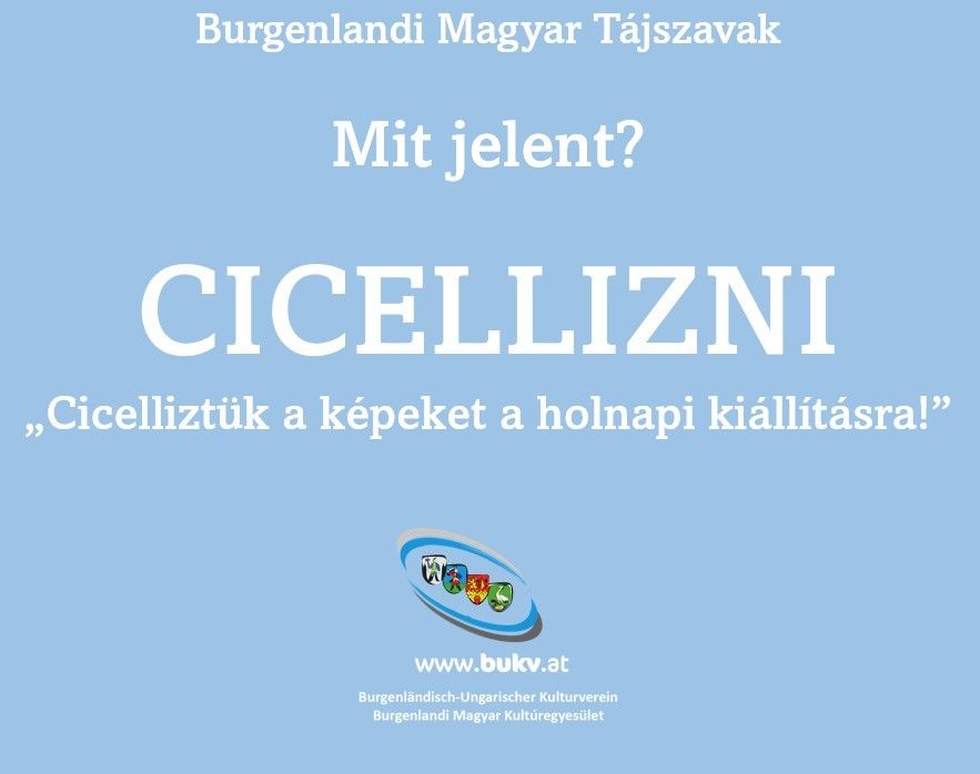 Burgenlandi Magyar Tajszavak zeigt CICELIZNI, eine ungarische Kulturinitiative. Es fragt, ob Sie teilnehmen, mit einem Link zu www.bukv.at. Das Bild enthält ein Logo und eine Website-Adresse.