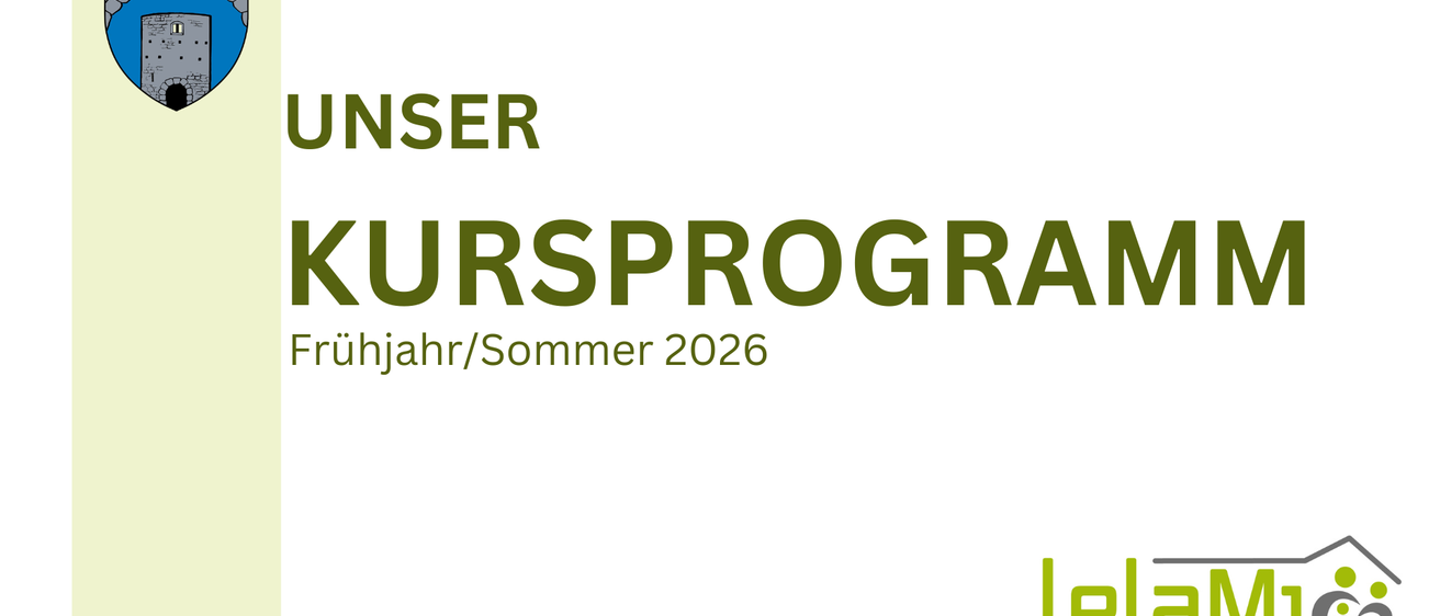 Weißer Hintergrund mit grünem Text, es steht 'Unser Kursprogramm ruhjahr/Sommer 2026'. Darunter befindet sich ein grüner Buchstabe 'le' und 'DR. JAKOB ROSENFELD'.