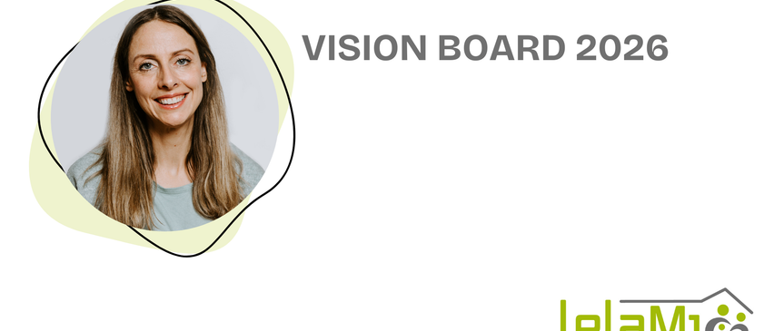 Eine lächelnde Frau auf weißem Hintergrund mit dem Text 'VISION BOARD 20'. Unten befindet sich ein Logo mit 'DR. JAKOB ROSENFELD'.