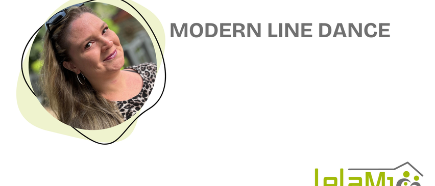 Eine lächelnde Frau in einem Leopardenmuster-Oberteil posiert für ein Foto mit 'Modern Line Day' über ihr. Unten sind das Logo 'le' und 'Dr. Jakob Rosenfeld' zu sehen.