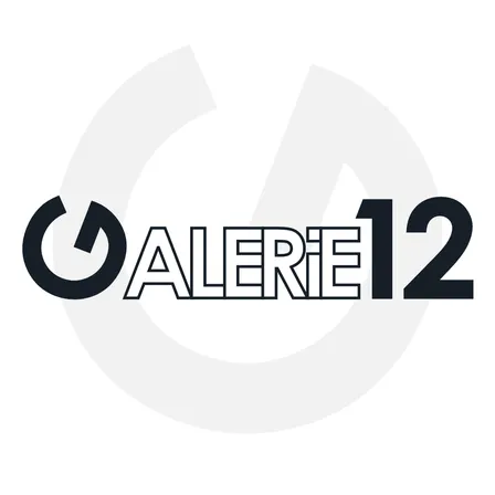 Das Logo für Galerie 12, mit dem Namen in einer modernen, fetten Schrift und der Nummer 12 prominent angezeigt.