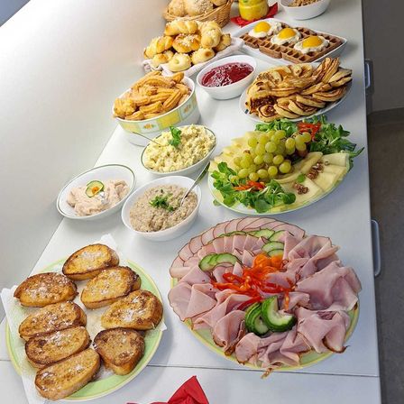 Brunch, Food, Food Presentation, Meat, Pork, Plant, Rose, Plate