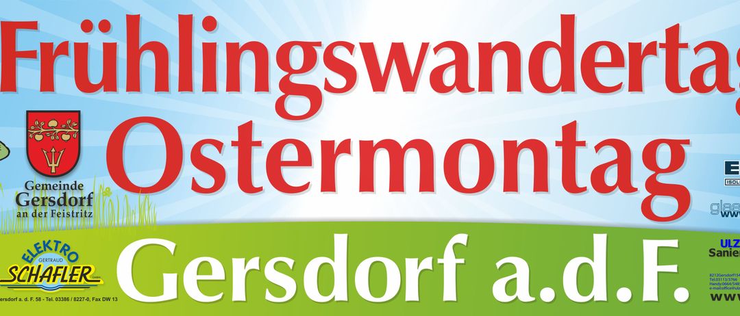 Roter und weißer Text mit 'ingswan stermorgen' auf blauem Hintergrund, darunter 'ersdorf a' in Weiß auf Grün.