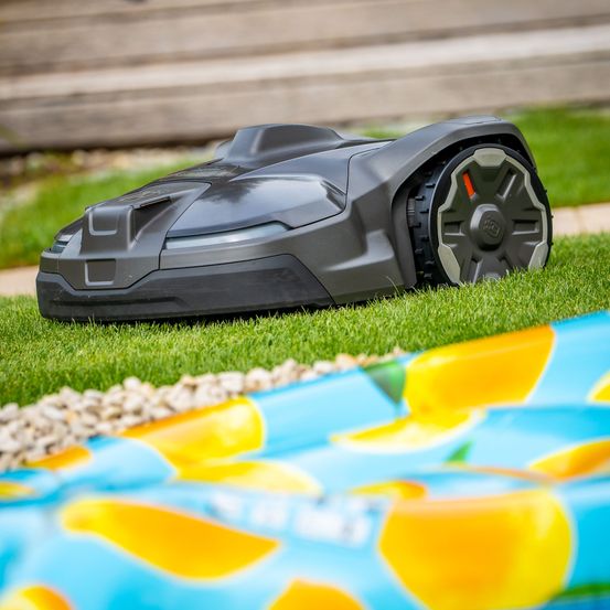 Bild enthält, Grass, Lawn, Plant, Device, Alloy Wheel, Spoke, Tire, Wheel, Lawn Mower, Tool