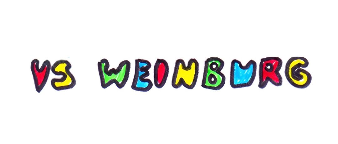Das Wort 'weinbu' ist in bunten Buchstaben auf einem weißen Hintergrund geschrieben. Jeder Buchstabe ist in einer anderen Farbe gemalt.