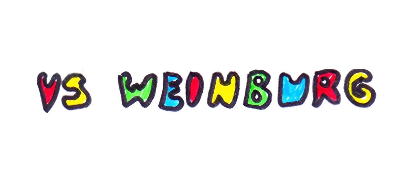 Das Wort 'weinbu' ist in bunten Buchstaben auf einem weißen Hintergrund geschrieben. Jeder Buchstabe ist in einer anderen Farbe gemalt.