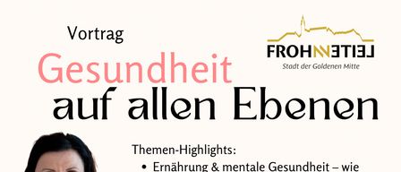 Poster with Anita Helminger and another woman, discussing health on all levels. Topics include nutrition, mental health, cellular health, and Omega-3 benefits. The event is on Wednesday, November 12, 2025, at 6:30 PM in Frohnleiten, Bruckner Strasse 2.