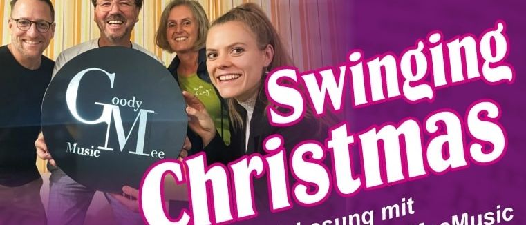 Plakat für eine Weihnachtsveranstaltung mit Live-Musik und Lesung. Die Veranstaltung wird von GoodyMeeMusic in der Bibliothek Buch & Co. in Frohnleiten am 4. Dezember ab 19 Uhr veranstaltet.