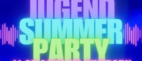 Jugend-Sommerparty am 11.07.2026 im Rinnpark von 17:00 bis 21:00 Uhr. Kostenlos für alle von 11-16 Jahren. Mit DJ Beats, Chill-Bereich, Fotobox und Flashmob ab 16:00 Uhr.