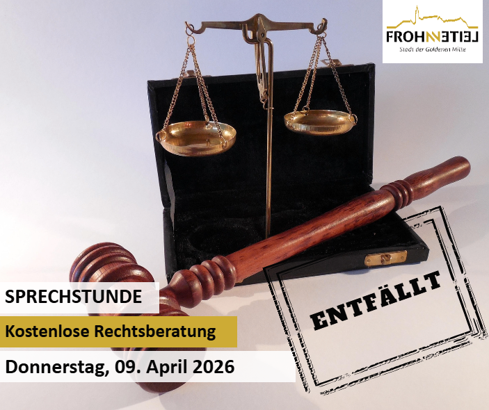A wooden gavel and a scale with a briefcase in the background. The date 'Thursday, April 9, 2026' and 'Free Consultation' are written on the image.