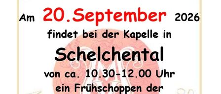 Ein Plakat, das eine musikalische Veranstaltung in Schelchental, Vasoldsberg, am 20. September 2026 ankündigt. Die Veranstaltung bietet Marktmusik, mit einem Vormittagsmarkt von 10:30 bis 12:00 Uhr und einem musikalischen Lock-in ab 9:00 Uhr. Das Plakat enthält Logos und Kontaktinformationen.