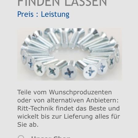 Die Werbung zeigt einen Kreis aus Schrauben mit einem Textüberlagerung, die 'Finden Lassen Preis: Leistung' besagt. Es hebt ein Produktangebot von Wunschprodukten oder alternativen Anbietern hervor. Der Markenname 'Ritt-Technik' wird angezeigt mit dem Versprechen, das Beste zu finden und alles für Sie zu liefern. Es gibt einen Button mit der Aufschrift 'Unser Shop'.