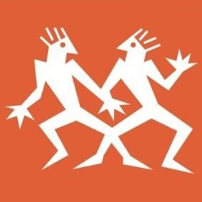 Kunstwerk zeigt einen feuerspeienden Vulkan mit abstrakten Elementen. Weiße Figuren mit Kopfbedeckungen sind unten. Die Wörter 'THEATER', 'BOD END SOLE' sind prominent angezeigt.