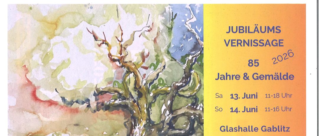 An art exhibition of paintings and watercolors celebrating the 85th birthday of Johann Schmatz, at the Glashalle Gablitz on June 13th and 14th.