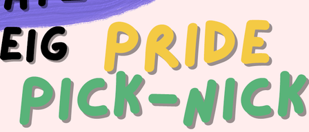 Rainbow-colored poster with the date 06.26 and the text 'Platz erstersteig pick-up'. Time is at 5:00.