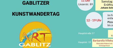 An art event on June 13 and 14 from 12:00 to 19:00. Various activities in the Hauptstrasse area. Glass hall opening at 11 AM. Dorcfcafe on Hauptstrasse 17. Barbara Villekulla's abstract painting at Hauptstrasse 19.