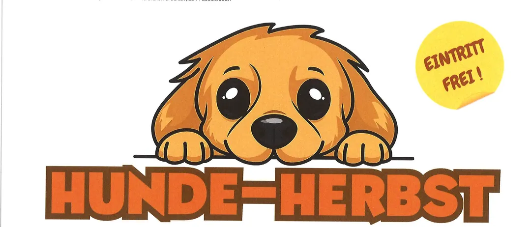 Plakat für die Hunde-Herbst-Veranstaltung am 24. Oktober 2026 mit einem Hund, Veranstaltungsdetails und einem QR-Code.