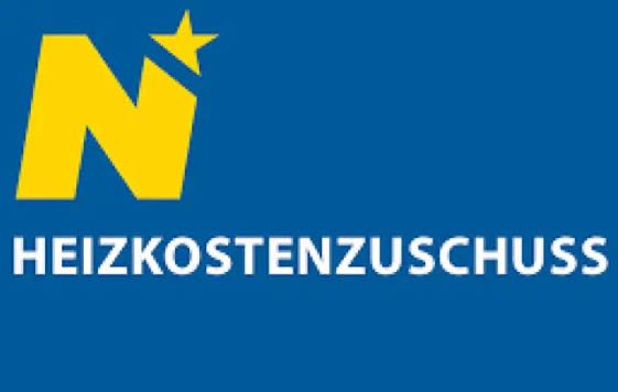 Ein blauer Hintergrund mit dem gelben Buchstaben 'N' und einem gelben Stern auf der linken Seite. Darunter steht das Wort 'HEIZKOSTENZUSCHUSS' in weiß.