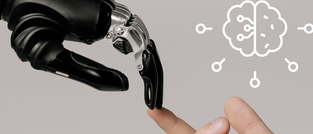 Ein Poster zeigt ein Bild einer robotischen Hand, die mit einer menschlichen Hand interagiert. Der Titel lautet 'DONNERSTAG 22.01.2026'. Darunter steht die Zeit 'AB 18.30 UHR ZIB SANKT NIKOAI'. Unten befindet sich ein Text über Julian Hofmanns Präsentation zur künstlichen Intelligenz.