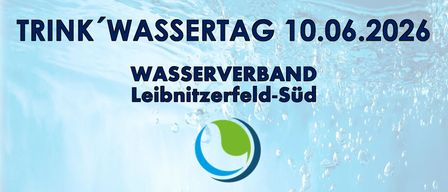 Poster for an open house event at the Weinleite Central Reservoir. Time: 8:30-16:00. Guided tour through Weinleite, a water supply area. Images of water valves, a tower, and a landscape. Learn about water supply and view the water tower.