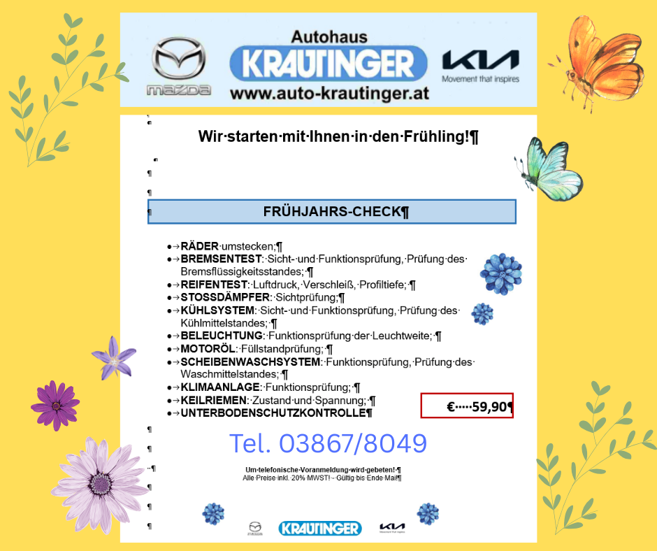 Frühjahrscheck Autohaus Krautinger Pernegg
