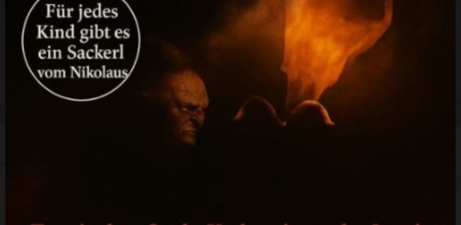 Plakat für Krampusverein Gritschn Pass und Tennisaltherern Sankt Katherien. Ein Bild von Feuer und einer Silhouette eines Krampus. Datum: 29.11.2025, Zeit: 17:00, Ort: Tennisplatz Sankt Katherien.