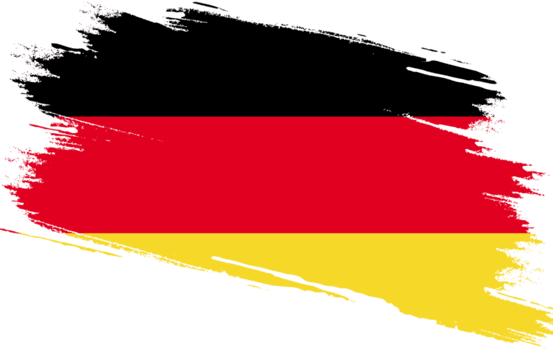 Die deutsche Flagge mit schwarzer, roter und gelber Farbgebung auf schwarzem Hintergrund.
