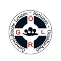 Das Logo der Deutschen Lebensrettungsgesellschaft zeigt ein rotes Kreuz mit den Buchstaben GR in der Mitte und dem Text 'Lebens-Rettungs-Gesellschaft' darum herum.