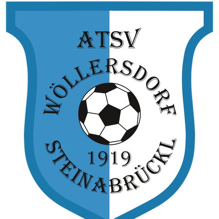 Das Logo von ATSV Wollersdorf zeigt einen Fußball auf einem Schild, umgeben von der Aufschrift ATSV Wollersdorf Steinabruckl 1919.