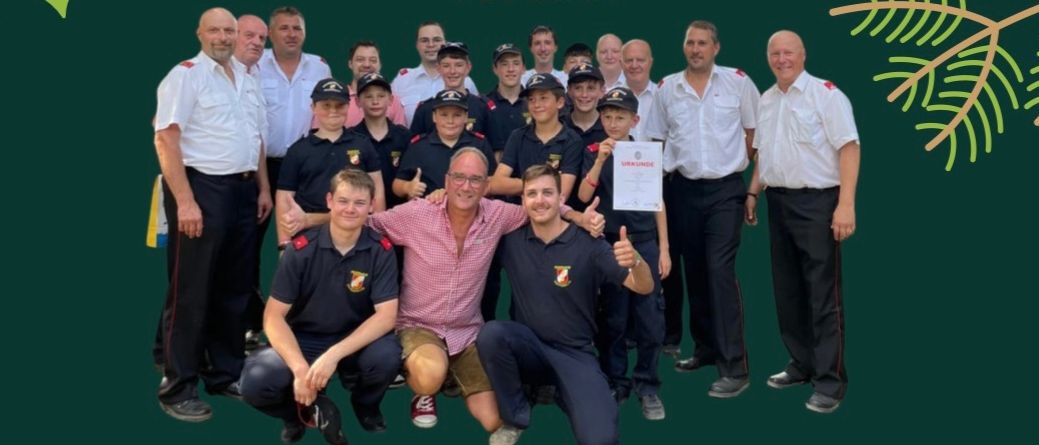 Ein Plakat der FF-Jugend lädt zu einem Punschstand am 20. Dezember von 16 bis 22 Uhr ein und zeigt eine Gruppe von Menschen in Uniform. Die Veranstaltung beinhaltet selbstgemachten Punsch, Kuchen, Brot und ein gemütliches Lagerfeuer.